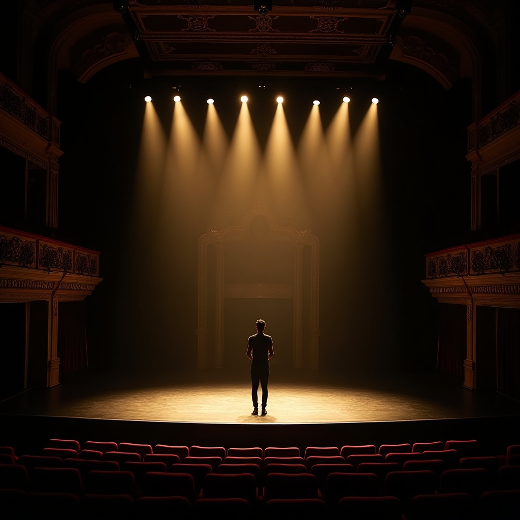 Spielensdrillen Bühne mit dramatischer Beleuchtung